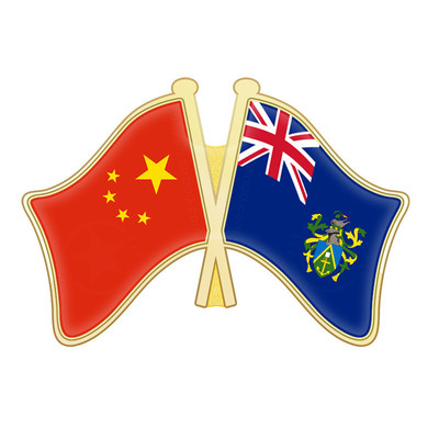中国和阿曼 巴布亚新几内亚 菲律宾 皮特凯恩群岛双面国旗徽章