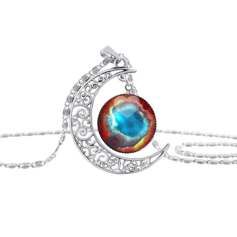 星空宇宙月亮时光宝石项链 欧美外贸热卖 ebay速卖通新款