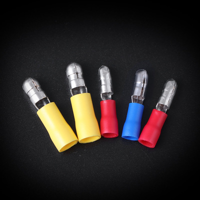 黄色mpd5-195 4平方对接端子子弹头型公母电线对接头连接器500只