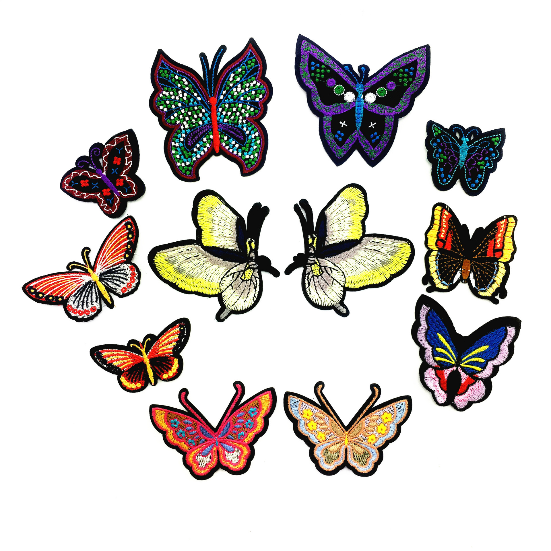 时尚 童装服装刺绣蝴蝶布贴 衣服补丁贴 全绣贴花 蝴蝶绣花 布贴