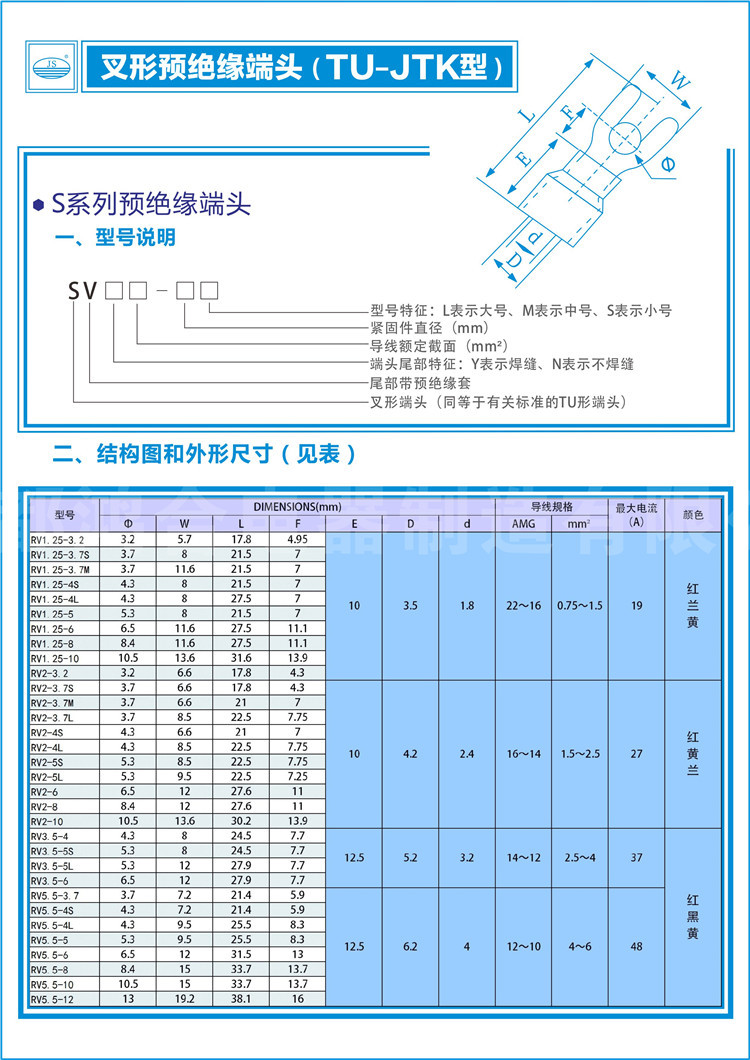 5-5冷压接线端子带胶线耳 型号齐全500只装