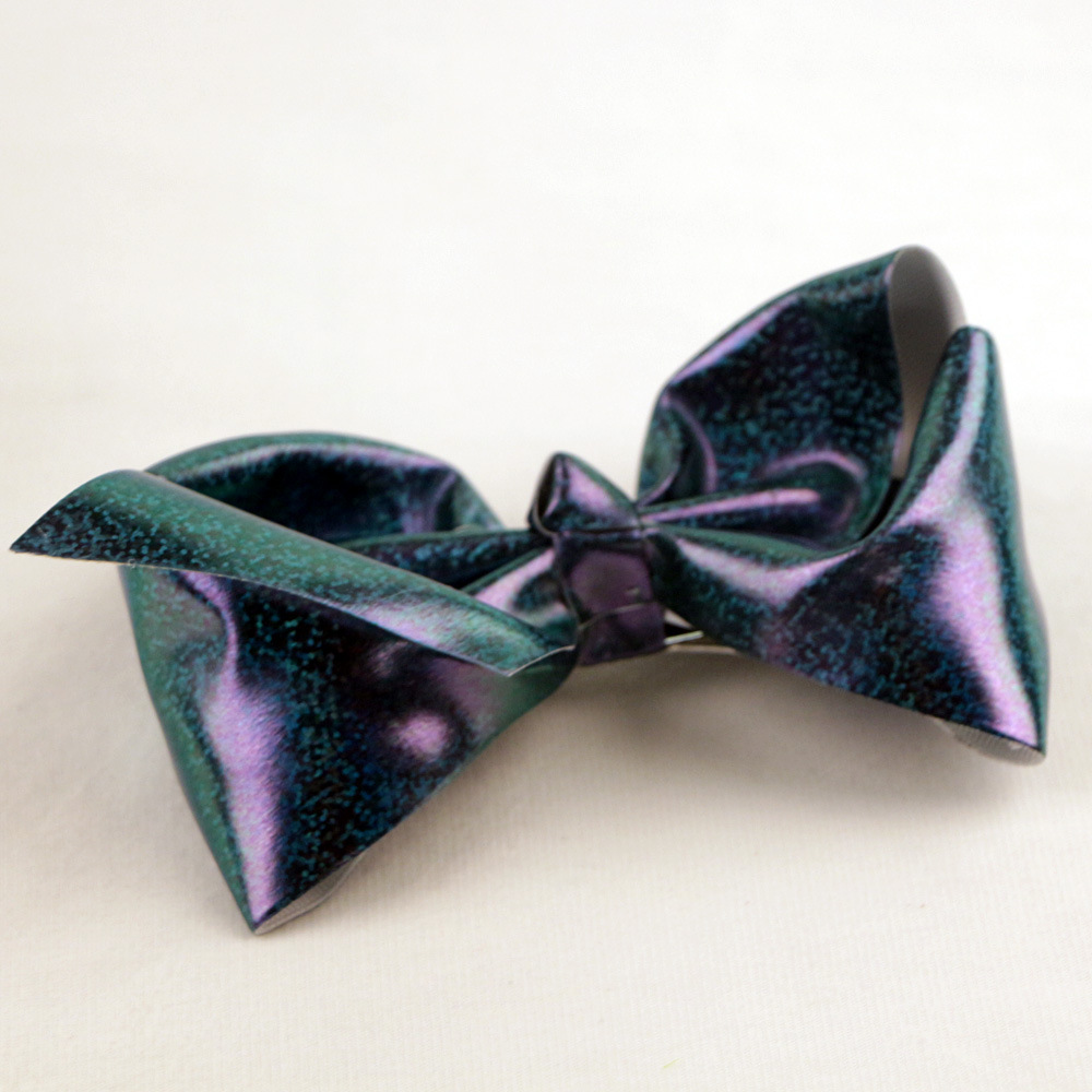 单面镭射罗纹带蝴蝶结发夹 欧美外贸螺纹带织带手工蝴蝶结发夹