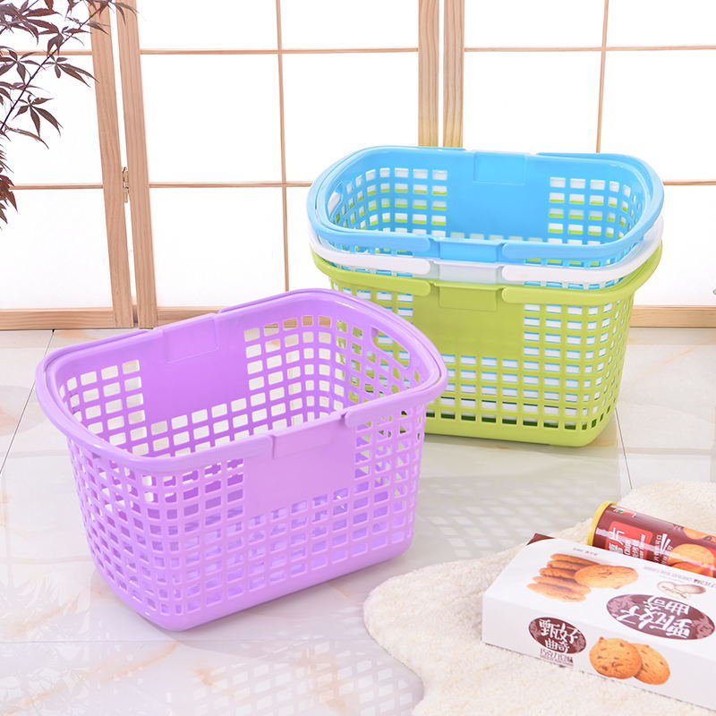 Plastic Portable Storage Basket Pp Supermarket Shopping Basket Vegetable Basket Hollow Fruit Bath Laundry Basket Wholesale 0720