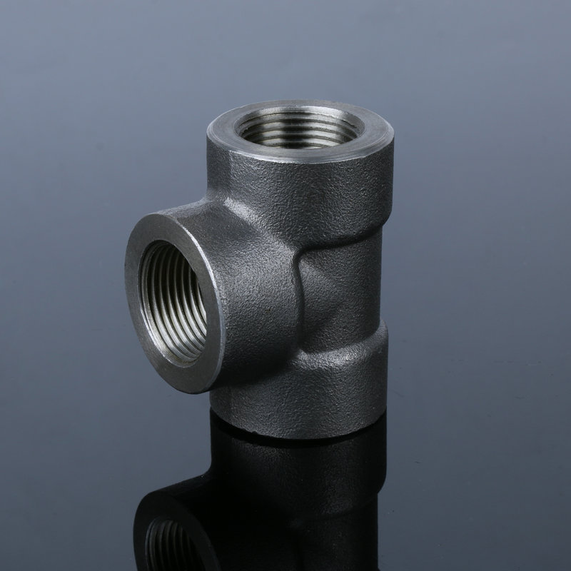 碳钢螺纹三通高压锻造管件20#/a105厚内牙丝扣三通cl3000美制npt