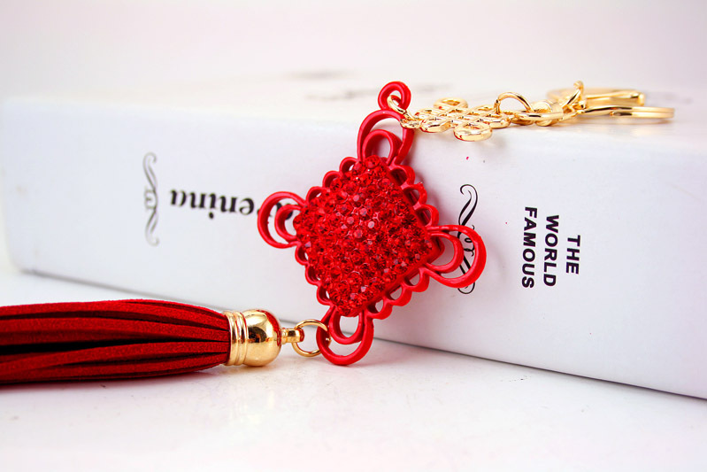 中国风创意镶钻中国结汽车钥匙扣金属挂件车挂饰钥匙链小礼品