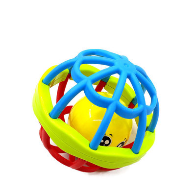 琴企4213大号益智逗逗乐软胶健身球 宝宝铃铛球手抓摇铃爬行玩具