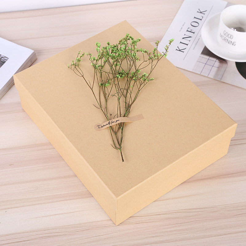 厂家直销创意牛皮纸干花生日礼物盒情人节送礼礼品盒长方形包装盒