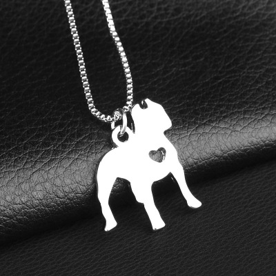 宠物犬系列 英国斗牛犬合金吊坠项链 心形狗狗毛衣锁骨链饰品批发