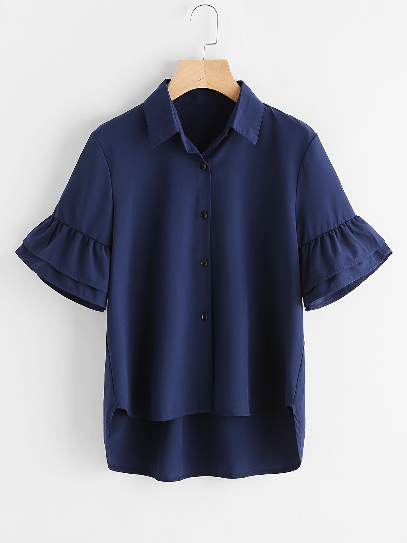 欧美2017跨境货源外贸时尚纯色纽扣衬衣开衫上衣女