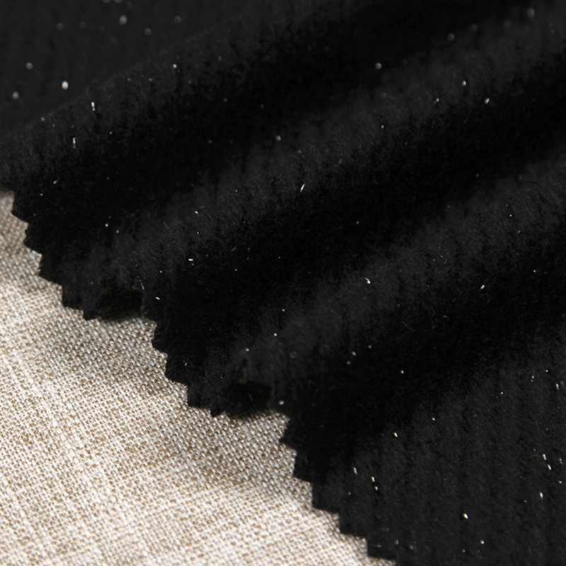 新品tr黑色亮丝梭织面料秋冬裙子面料大衣呢面料拉毛仿毛呢面料
