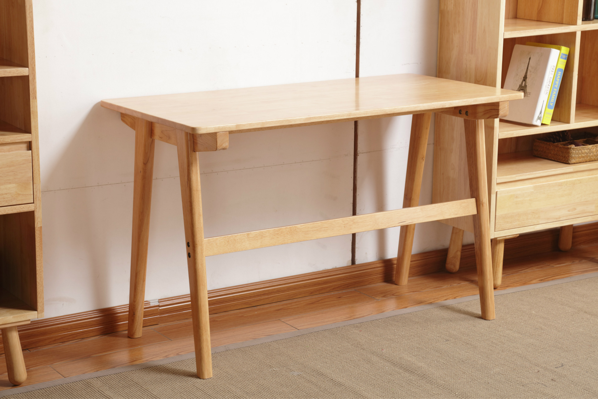 专业生产实木书桌双抽桌子简易现代书桌实用电脑桌北欧原木一件代