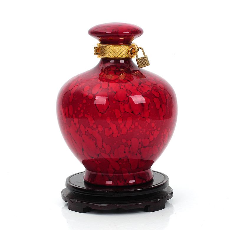 陶瓷酒坛5斤红色酒瓶白酒缸酒罐酒壶酒具五斤装景德镇密封酒坛子