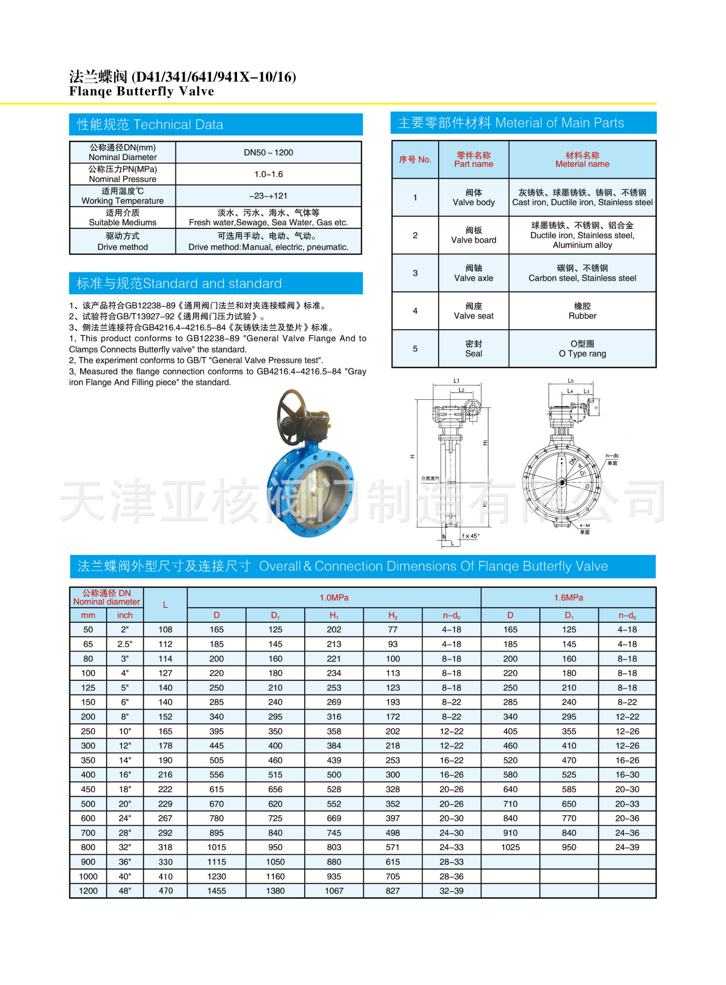 d341x-10/16q手动涡轮法兰蝶阀 dn350 dn450 dn700 dn900 dn1000