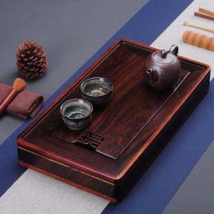黑檀木茶盘实木茶托盘 储水式干泡台茶海茶台花梨木排水办公茶具