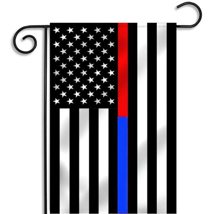 淡,  材质100d 春亚纺   30*45cm 蓝条美国国旗花园旗 半红半蓝花园旗
