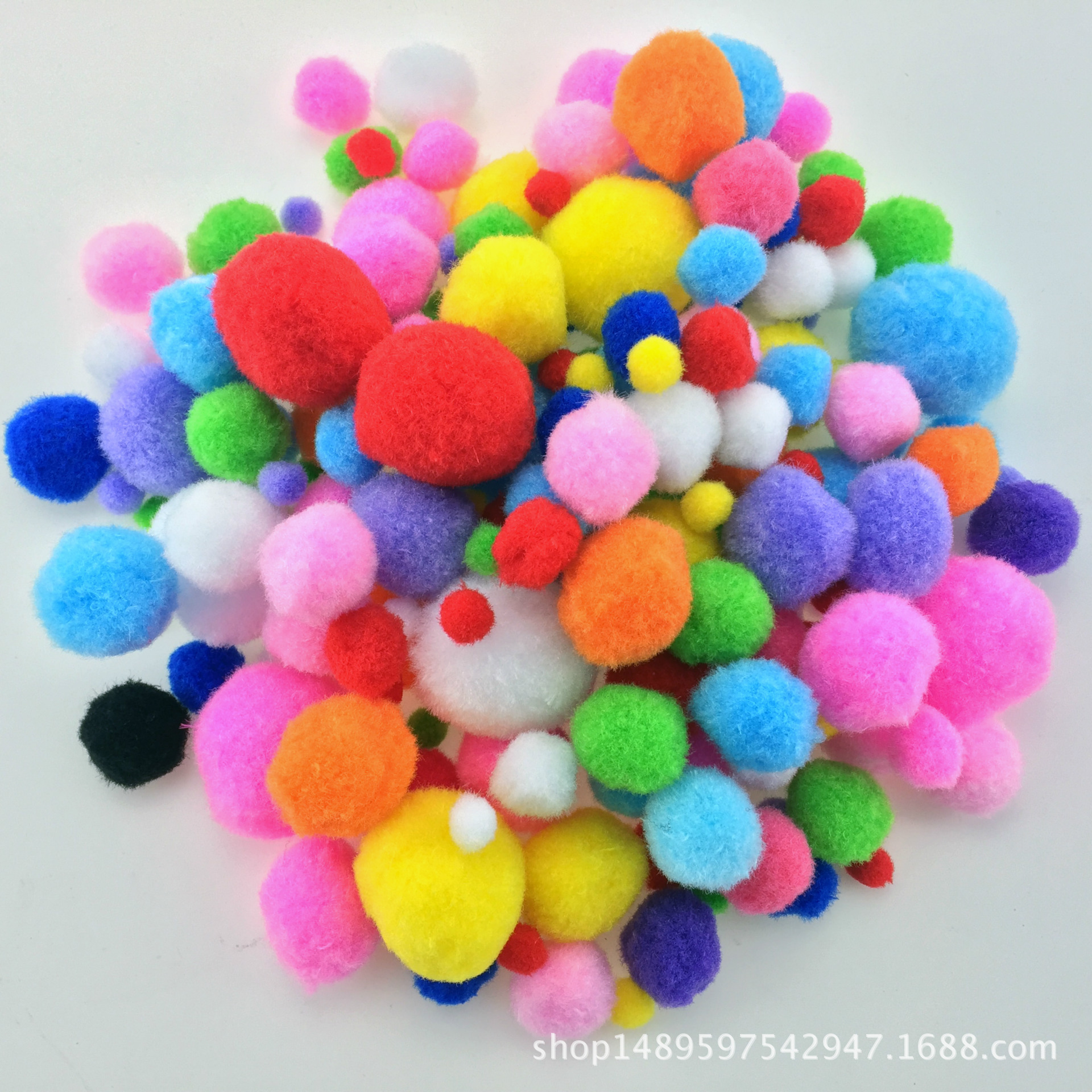 大小混装毛球diy手工制作幼教幼儿园毛毛球混色毛绒球现货