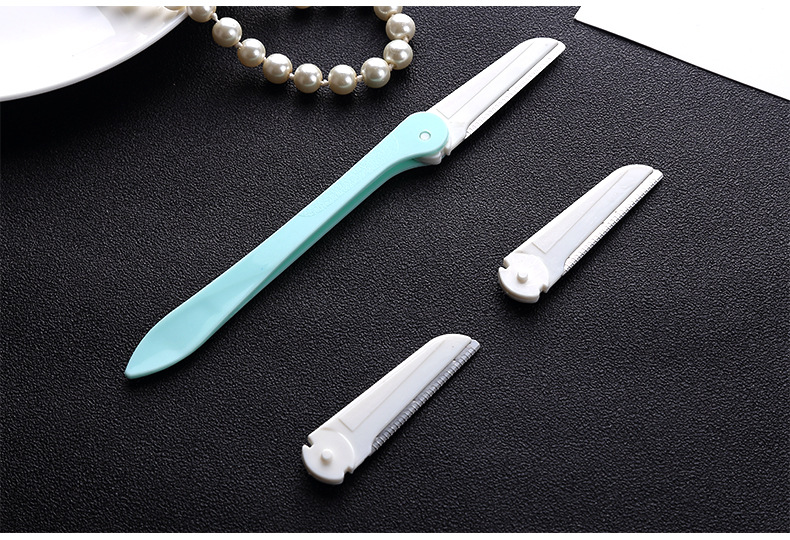 拉美拉便携式折叠修眉刀 不锈钢刮眉刀修眉送2刀头 修眉工具a0202