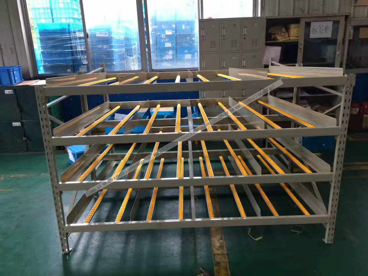 浙江直销钢制流利条货架 周转箱滚轮式周转轨道式滑轮式滑道货架