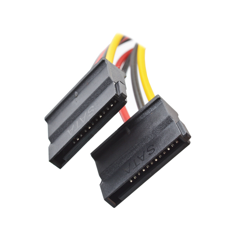 直销4pin 转15pin一分二电源线转接线 大4pin转sata硬盘电源线