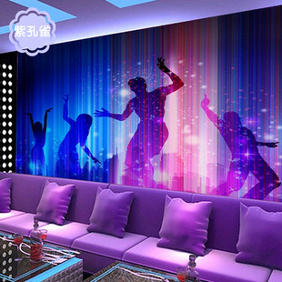 ktv墙纸3d定制壁画音乐酒吧墙布夜店包厢背景墙美女反光主题壁纸