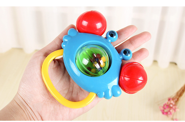 婴幼儿响铃玩具宝宝益智早教铃铛新生儿手摇铃螃蟹手抓球批发