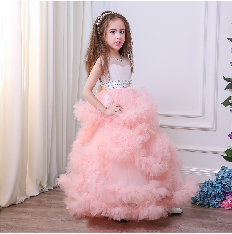 秋冬童裙春夏蓬蓬纱公主裙拖地长裙童礼服儿童演出表演服