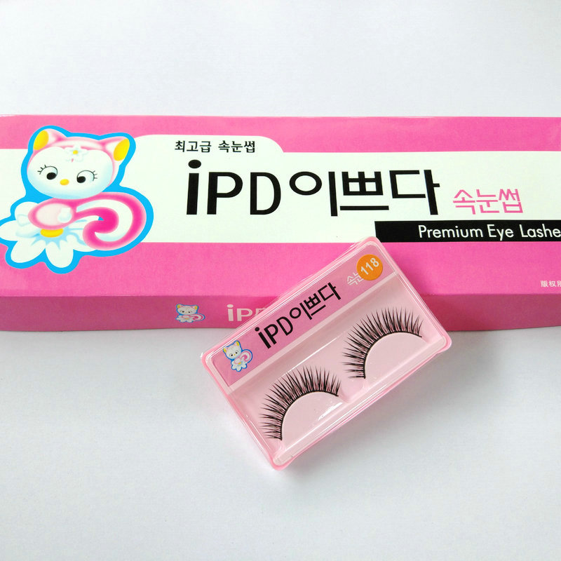 Korean Kitten False Eyelashes 118 Black Stem Mid-Length Natural Nude Makeup Eyelash 10 Pairs