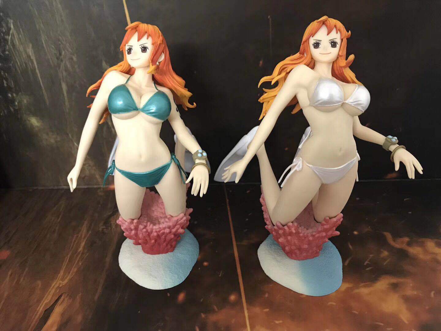 六六娃娃机手办海贼航海王王 pop 泳装娜美 蓝色 红色 斑点 站姿