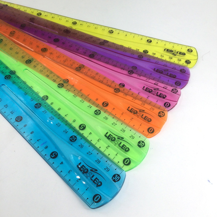 30厘米彩色透明软尺 学生办公文具多功能直尺 环保材料