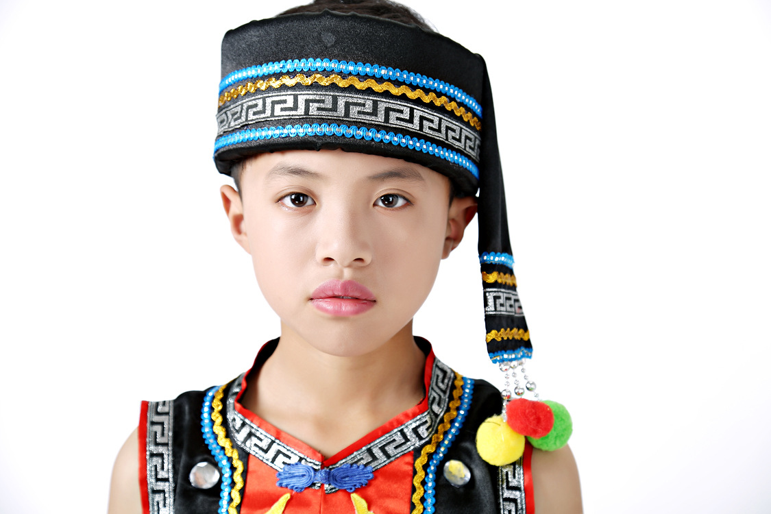 儿童少数民族表演服男童苗族演出服壮族傣族舞蹈服男孩子表演服装