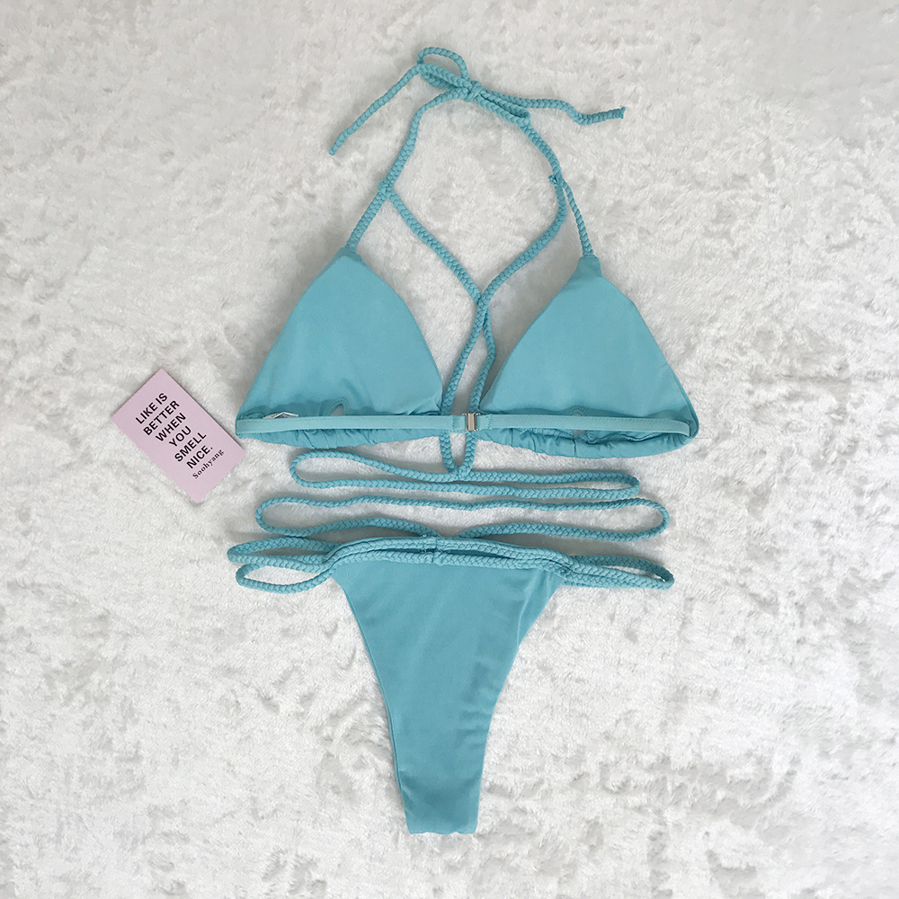 2020春季新品手工编织绳比基尼泳衣跨境电商速卖通亚马讯一件代发