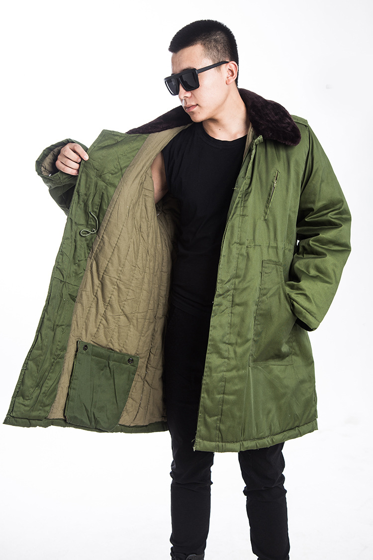 厂家爆款士兵大衣 中长款防寒军绿大衣 冷库专用棉服带护膝批发