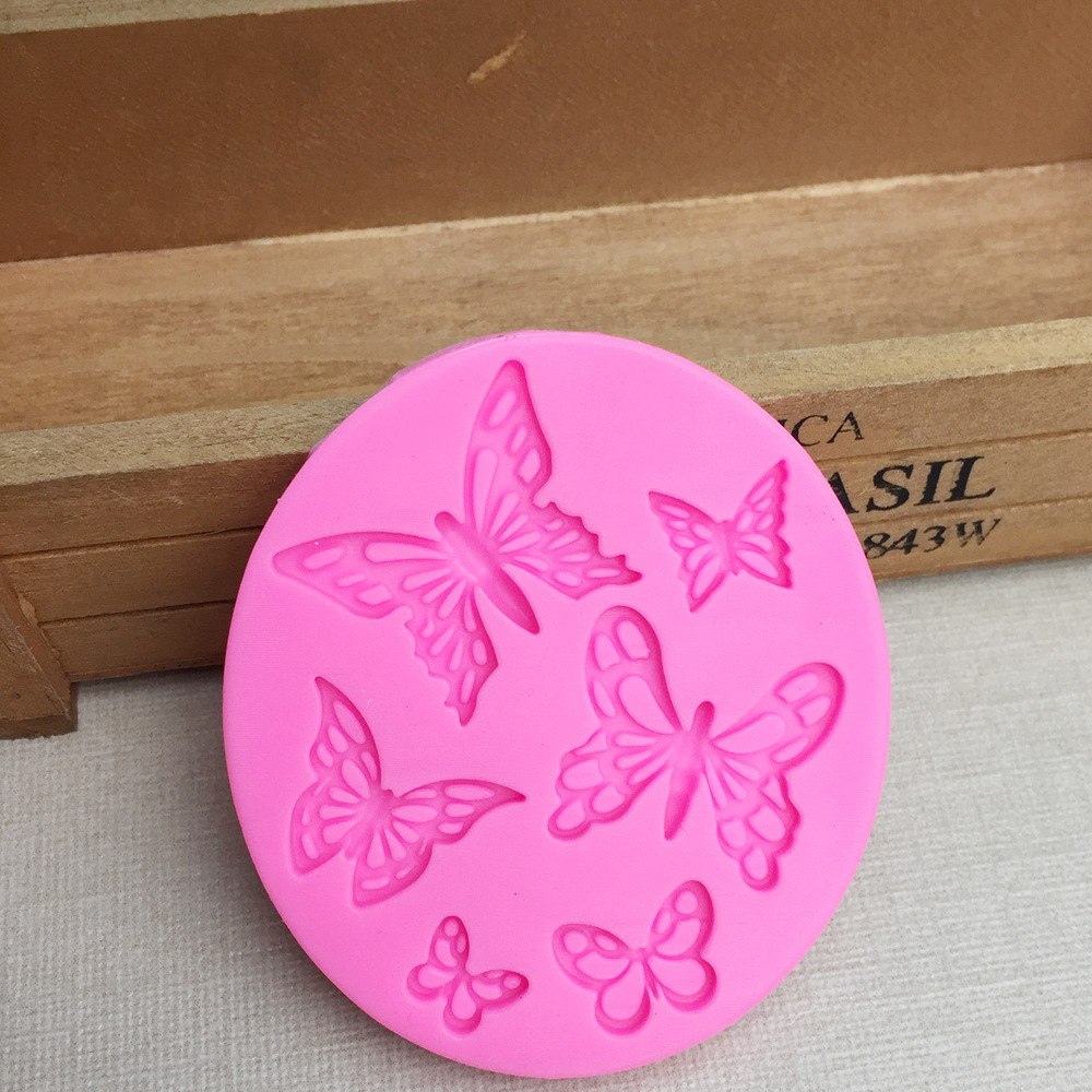食品级硅胶 镂空蕾丝蝴蝶翻糖硅胶模具 巧克力蛋糕装饰模具