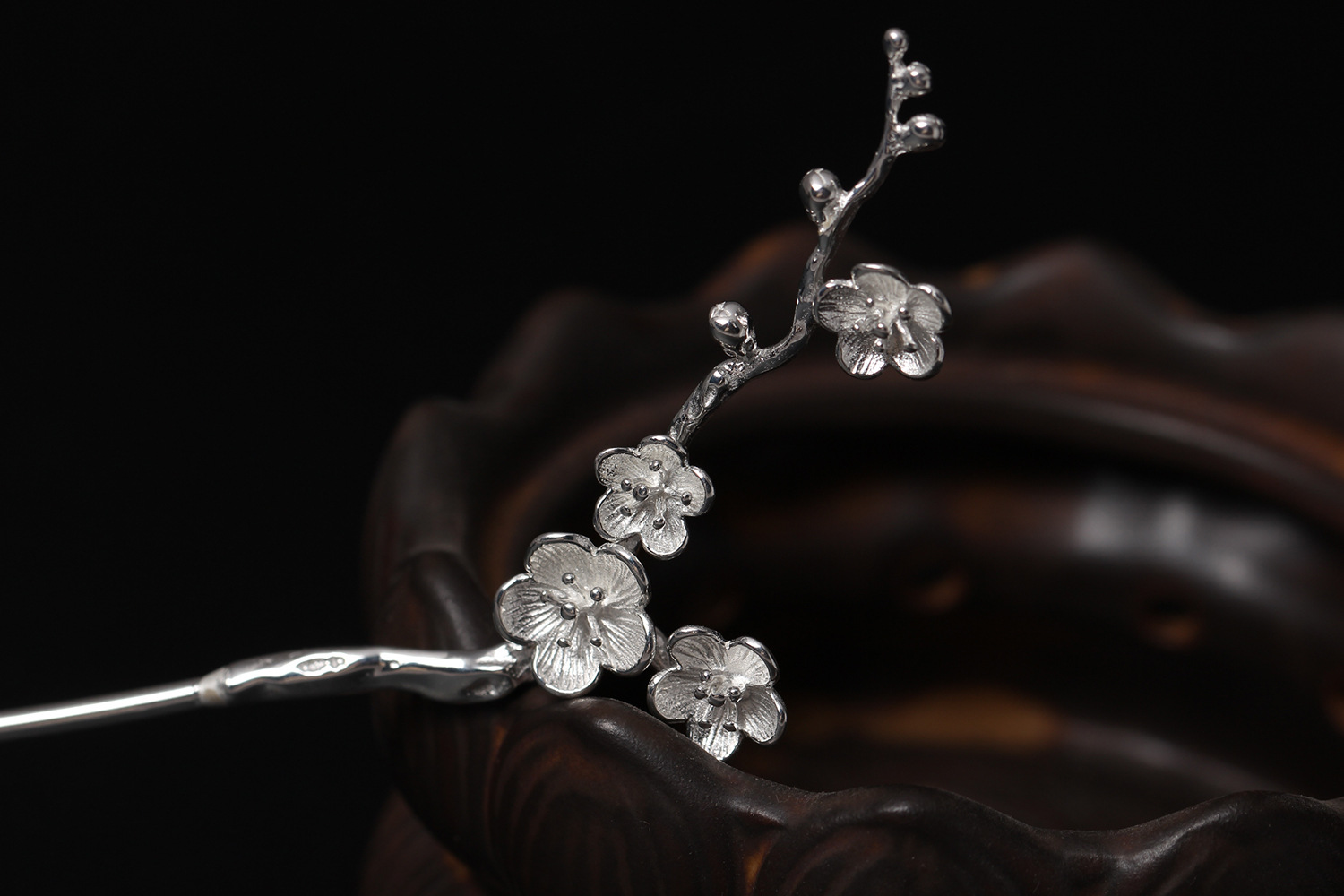 s925银发簪古风步摇古典中国风汉服发钗子宫廷盘发簪古代梅花头饰