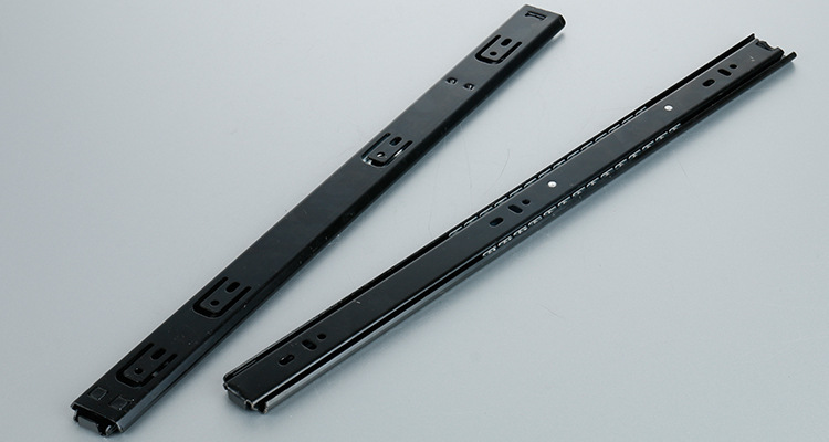 35mm二节抽屉滑轨静音滚珠导轨 单拉可拆卸电脑桌柜子道轨厚1.2mm