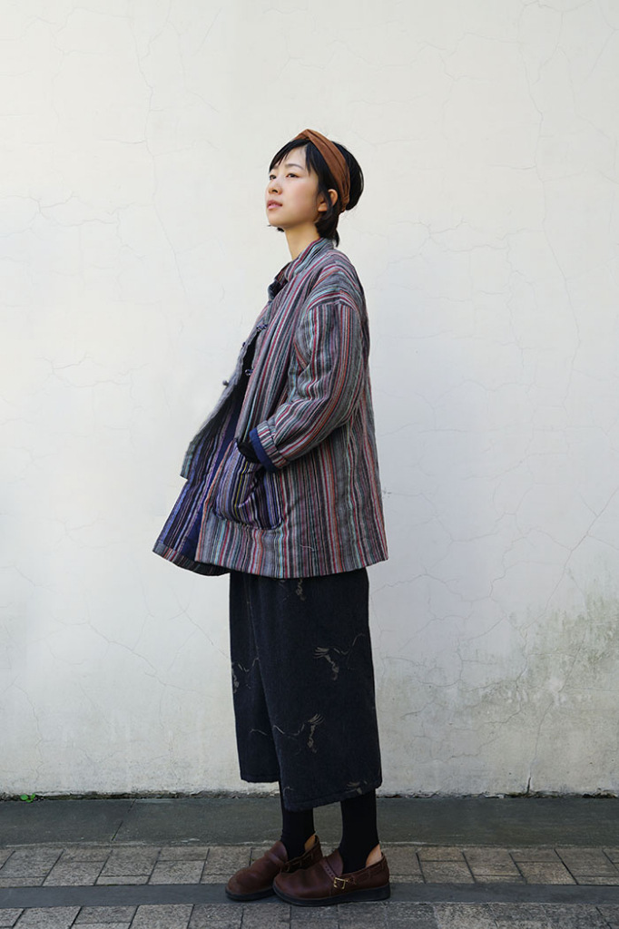 左岸迷香风格 原创棉麻民族条纹加厚宽大棉袄 复古男士棉衣m960