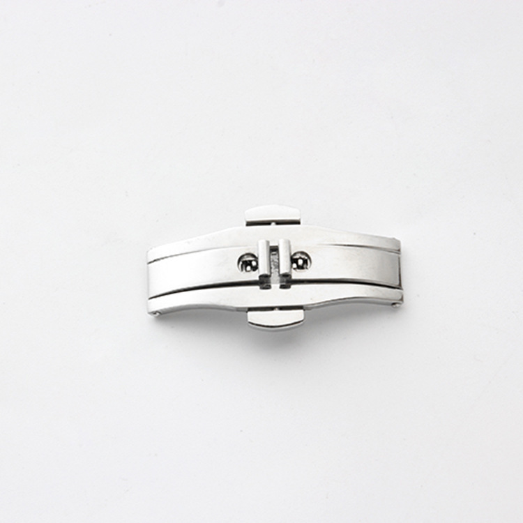 厂家生产手表配件双按蝴蝶扣规格5和6接口钢带手表扣现货出售