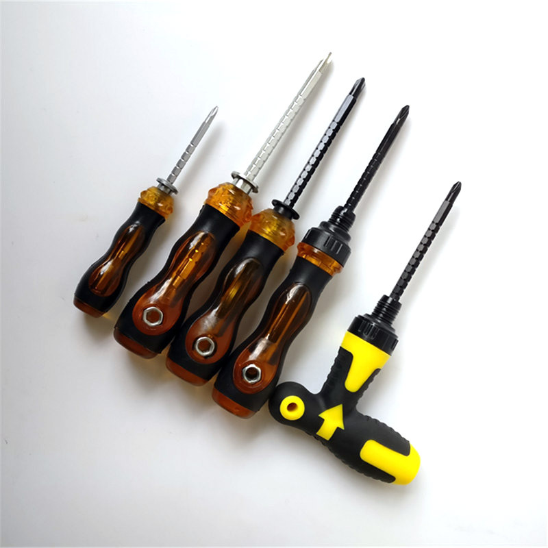 厂家直销 快速双向棘轮螺丝刀 t字型塑柄拐杖螺丝刀 多用伸缩杆