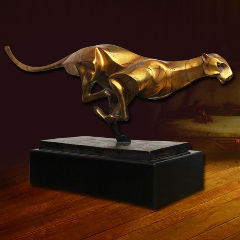 纯铜豹子摆件 雕塑装饰品摆件 家居办公室招财中式摆件家居工艺品