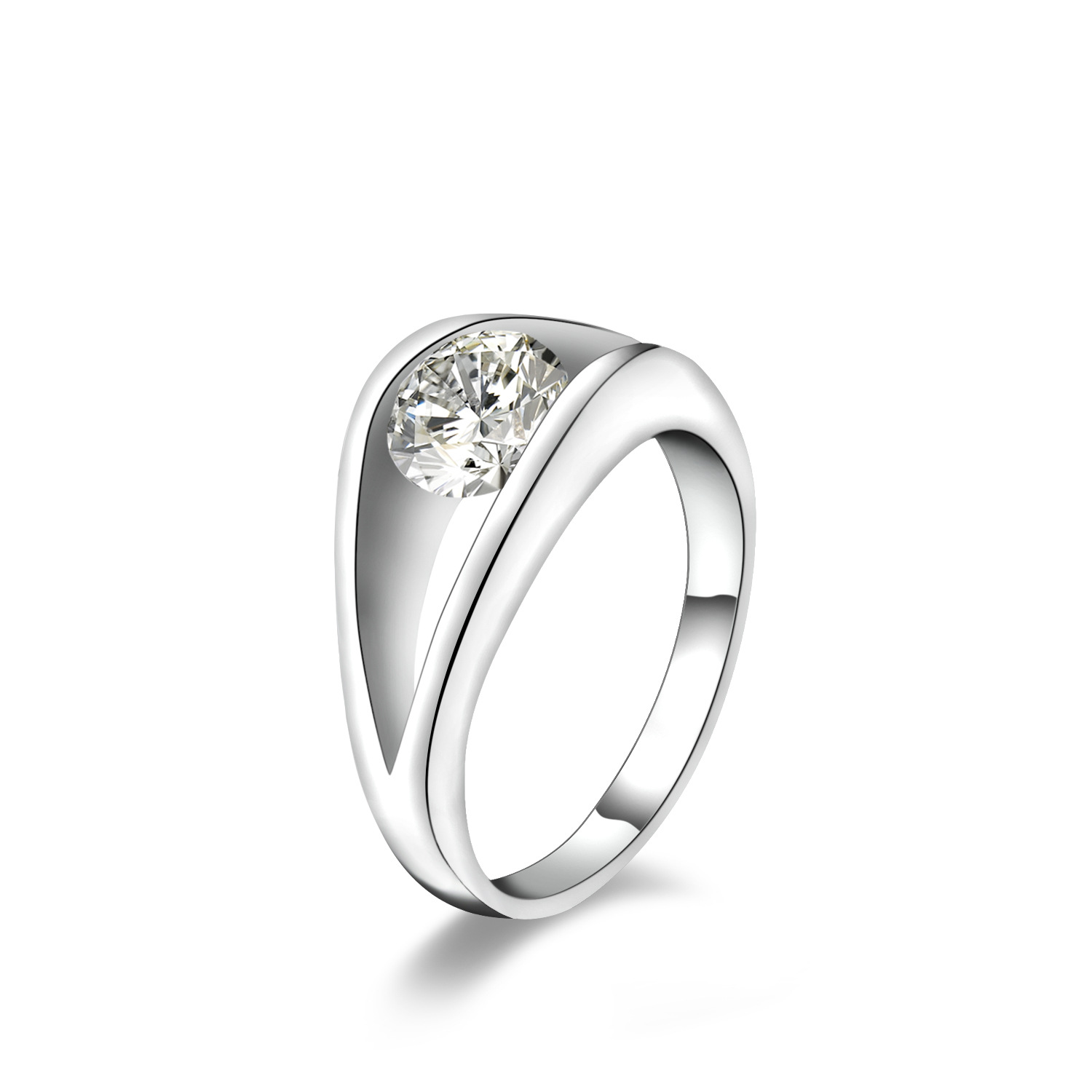 女士不锈钢镶钻戒指韩版时尚夹镶 钛钢镶大锆石女款戒指厂家直销