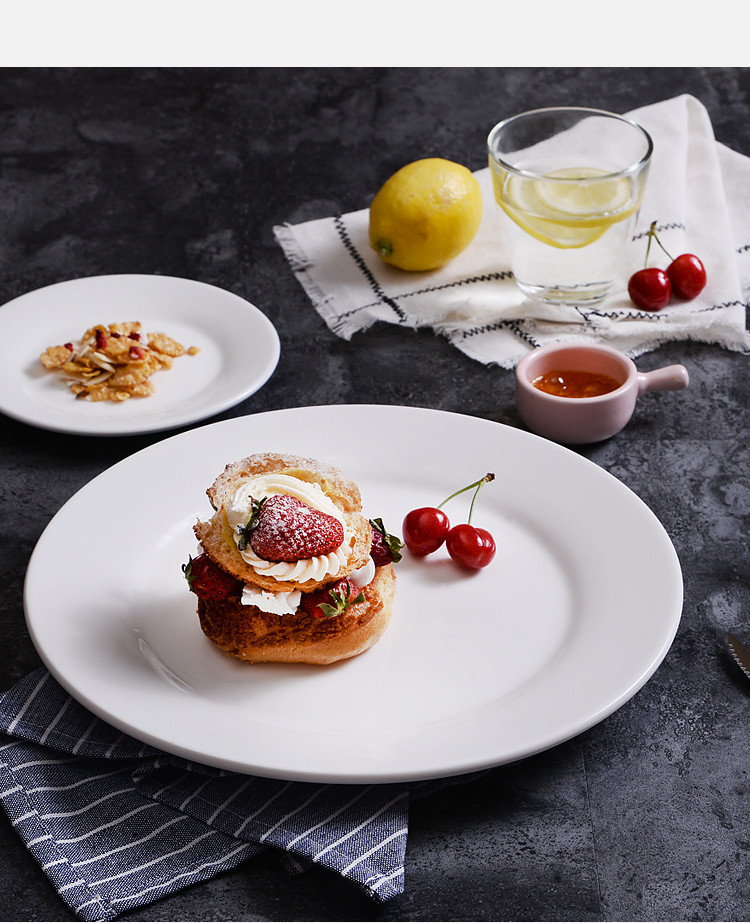 陶瓷纯白圆盘西餐牛排盘酒店用盘托盘创意菜盘咖啡杯底碟平盘菜碟