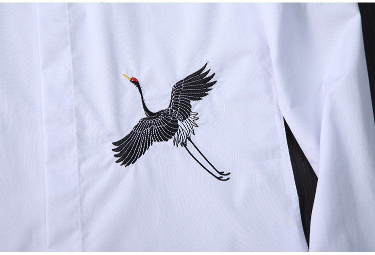 2019新品男装仙鹤刺绣衬衫男中国风男装欧洲站潮牌文艺男装代发