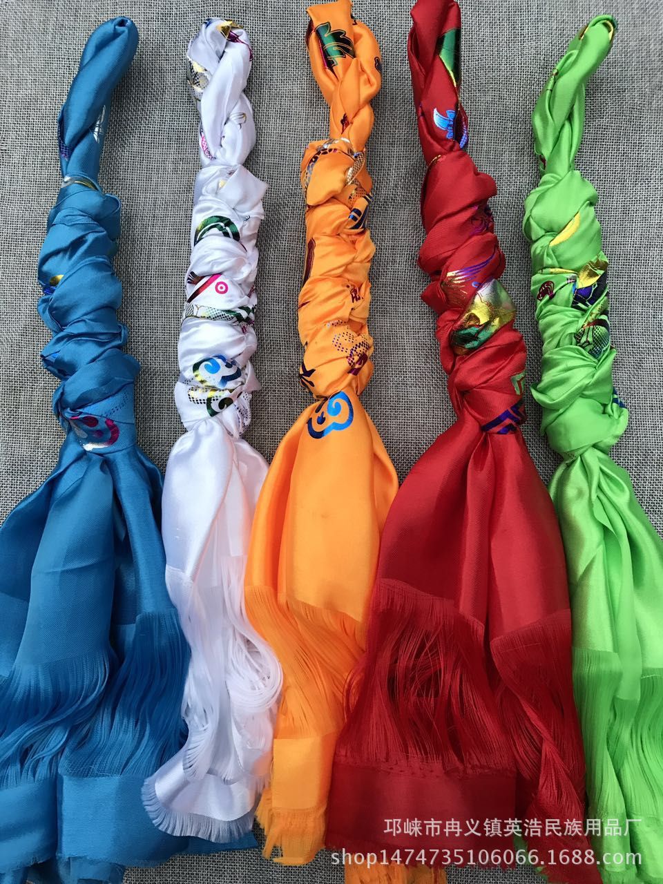 藏式藏族烫金哈达编织金刚结