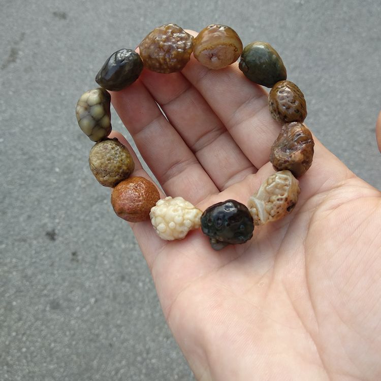 天然阿拉善戈壁石手串 男款筋脉石手串 男女款玉器工艺品原石手链