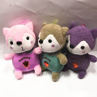 厂家新款毛毛松鼠毛绒公仔玩具小挂件娃娃机公仔婚礼抛洒