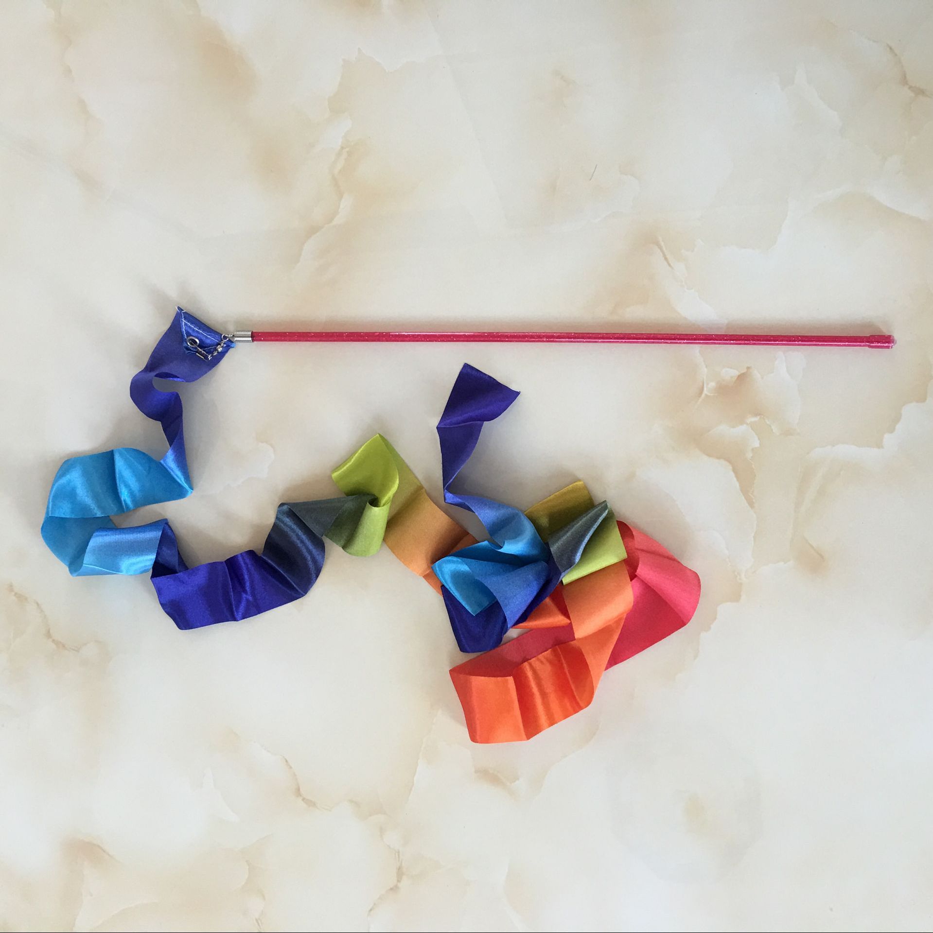 舞蹈彩带 成人儿童拼接色彩带棒舞蹈道具绸带飘带 专业花色飘带彩