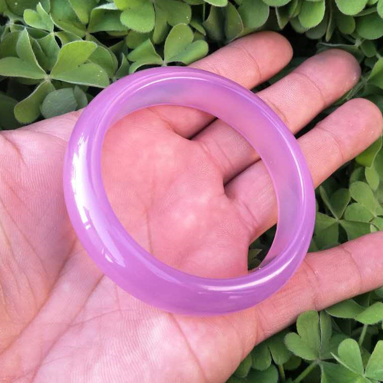 紫罗兰冰花粉色水晶玉镯帝王紫玉髓玛瑙手镯批发