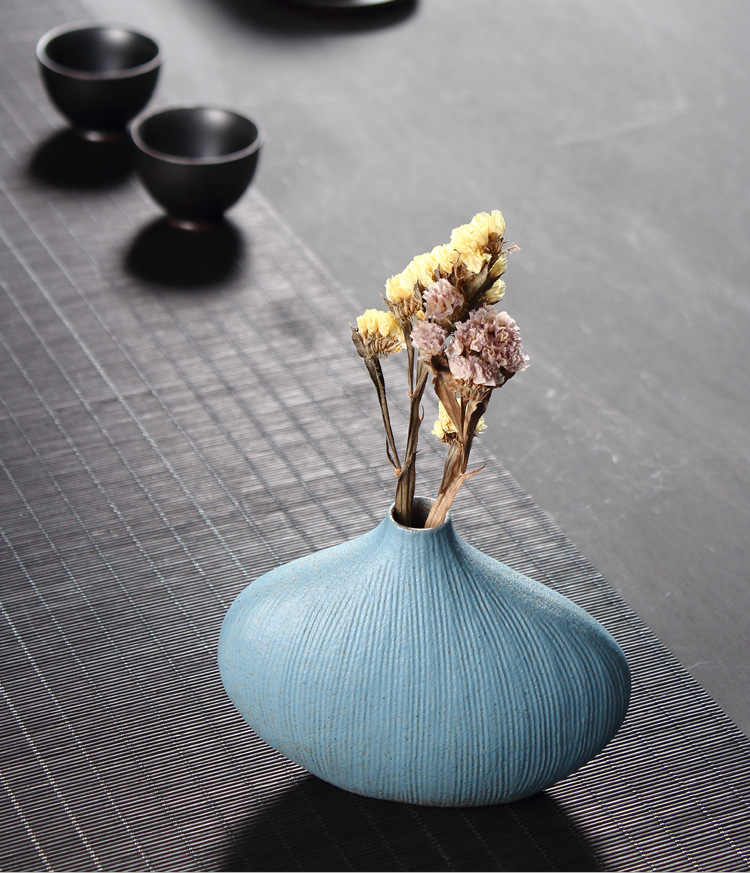 日式风格粗陶小花插 迷你陶瓷花瓶办公家居摆设陶艺瓷花瓶小摆件