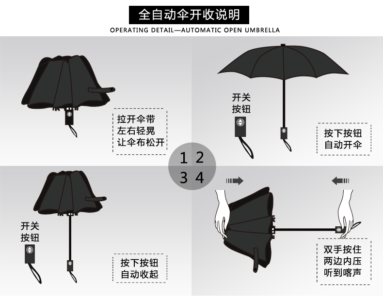 批发现货创意全自动三折伞折叠晴雨伞男女商务定制礼品logo广告伞