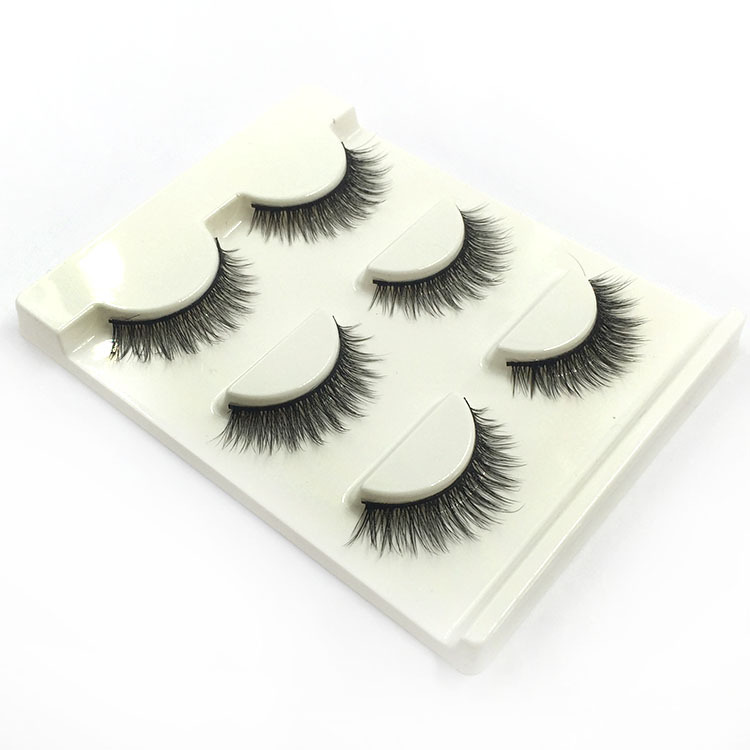 3D-02 Natural Long 3D False Eyelashes Fashion Nude Makeup Handmade Eyelashes Three Pairs Eyelash Wholesale